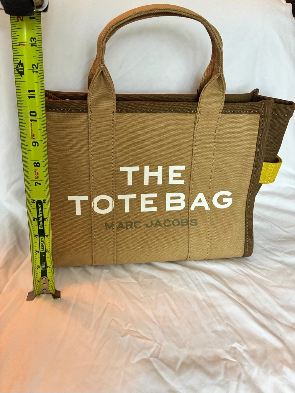 Marc Jacobs Khaki Canvas Tote with Yellow Tab